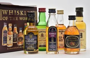 ★WHISKIES OF THE WORLD ミニチュアボトル 6本 ワイルドターキー アベラワー ブッシュミルズ他 各50ml ウイスキーをお買取り★